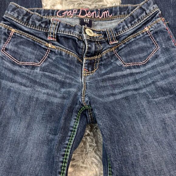 Gap denim girls lowrise jeans size 12   Rainbow stitching. Fits women’s Xs. Refe - Picture 2 of 8